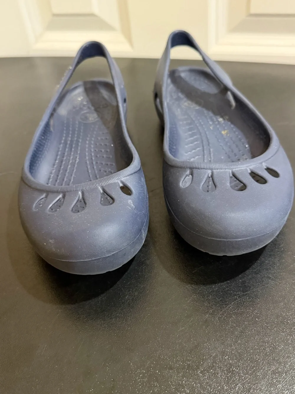 CROCS blue Slip-On Rubber Flats size 6